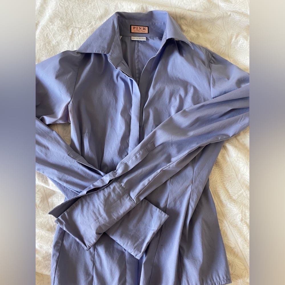 Thomas Pink light blue slim fit button down shirt